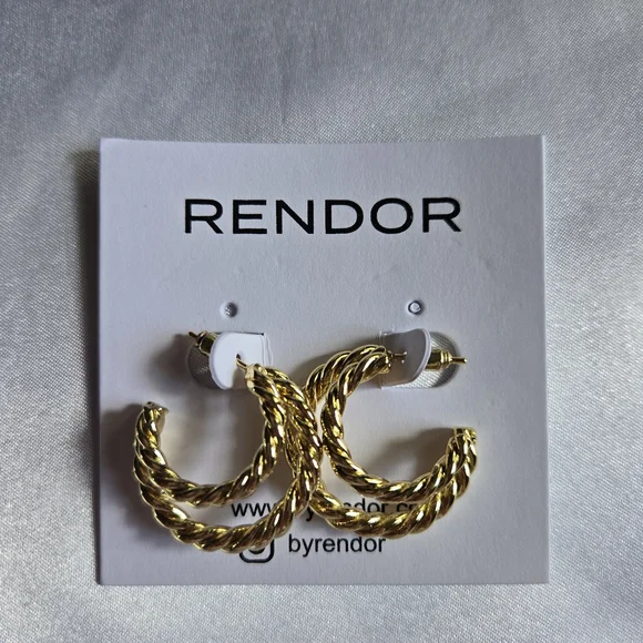 Rendor Victoria Yellow Gold Double Hoop Earrings - Picture 1 of 3